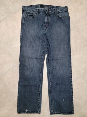 Calvin Klein Men's Straight Jeans in Dark Blue Denim